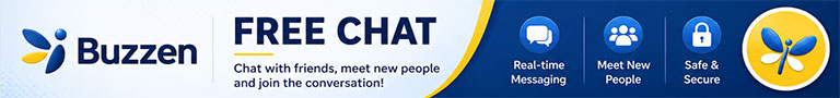 Buzzen Chat banner, 768 by 90 pixels